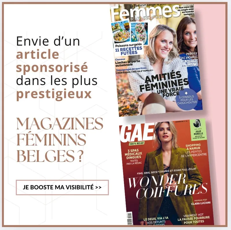 Article sponsorisé dans les magazines féminins belges