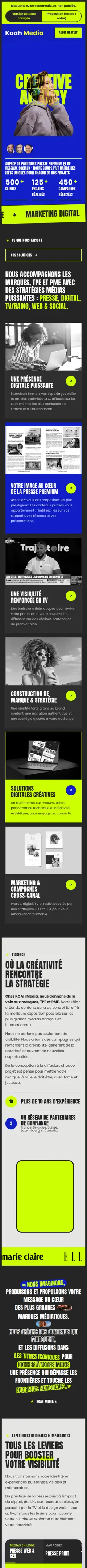 Le même site sur mobile