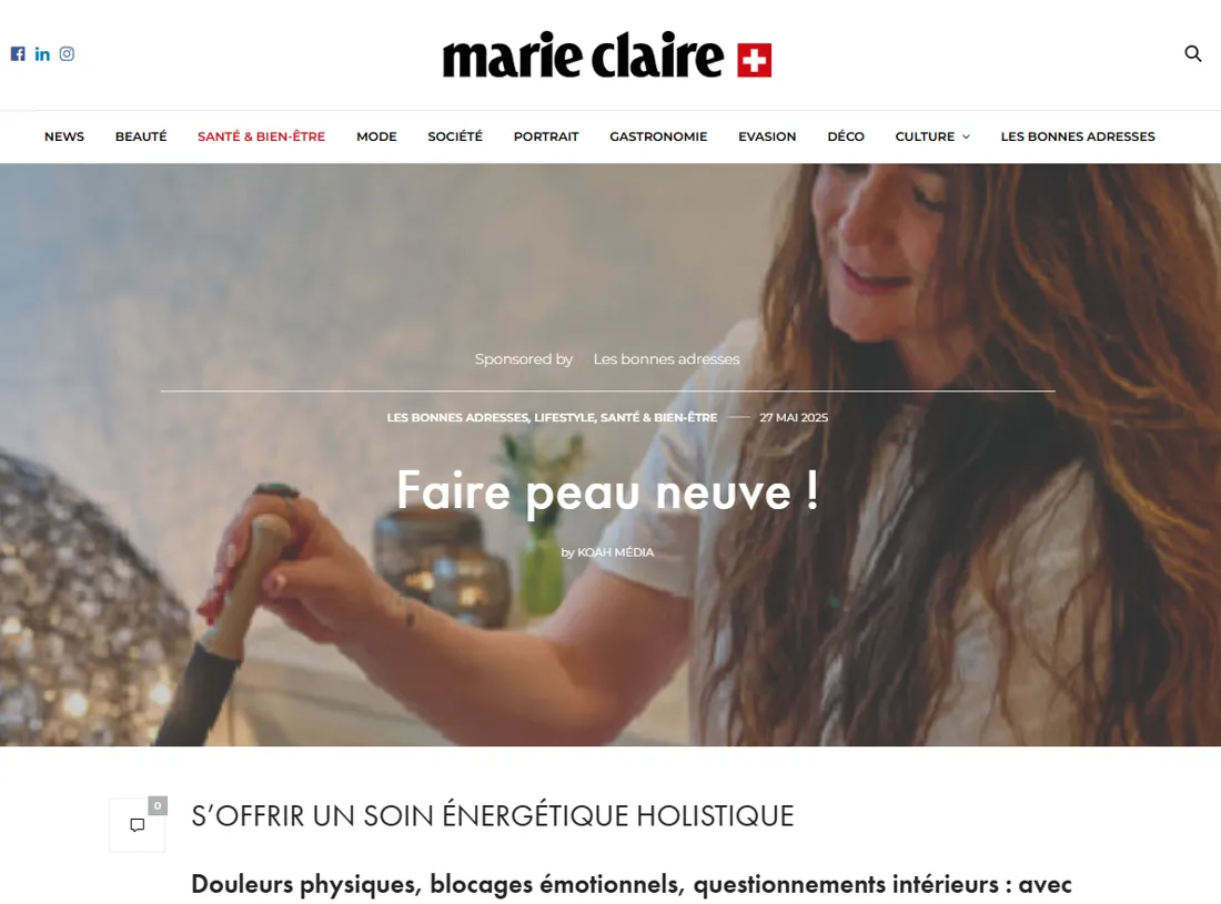 Article publié sur Marie Claire Suisse